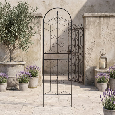 Ensemble de 2 treillis de jardin en métal noir pour plantes grimpantes - Support de fleurs d'extérieur de 71 pouces de hauteur