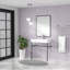 Console de salle de bain rectangulaire en céramique blanche et dorée avec trou de trop-plein-123703123-123703125