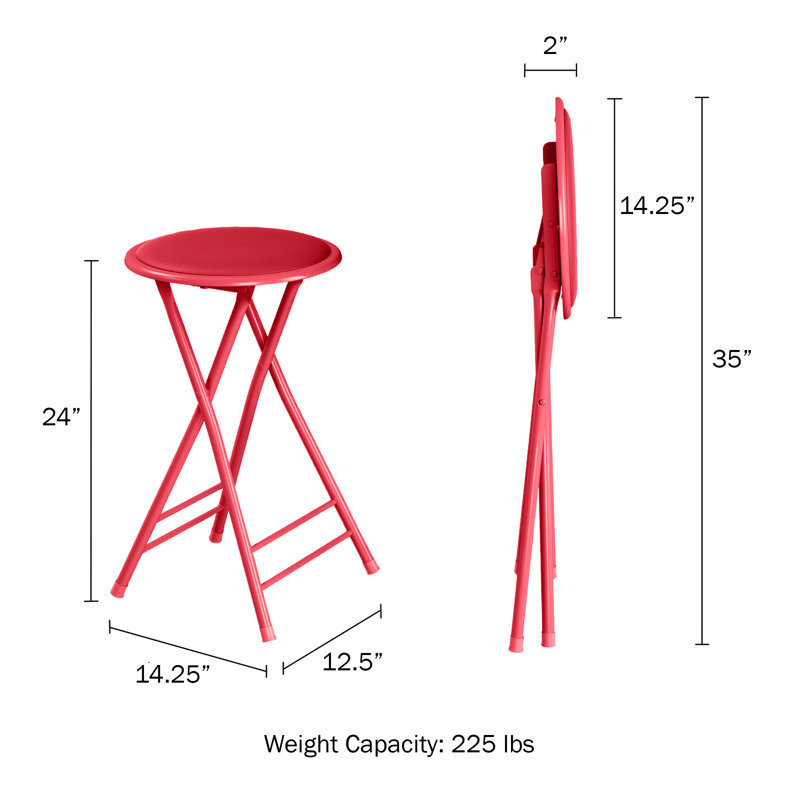 Tabouret pliant sans dossier de 24 pouces avec capacité de 225 lb Lavish Home, rouge, Rouge, 1