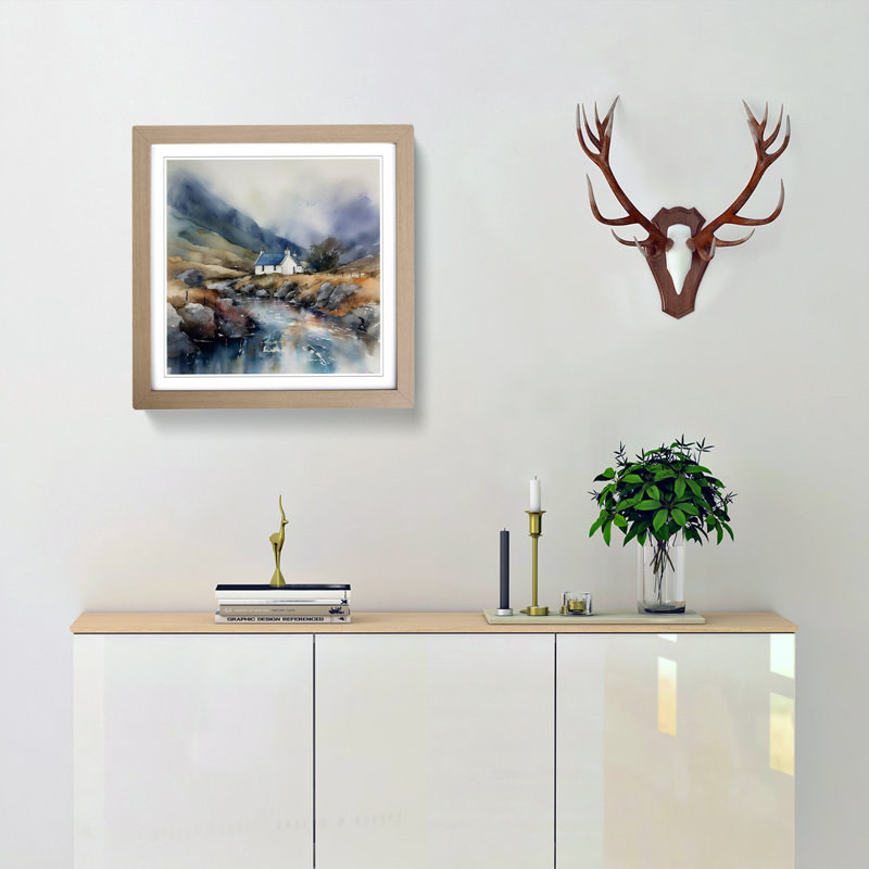 Scotland Watercolour Framed Print, Oak
