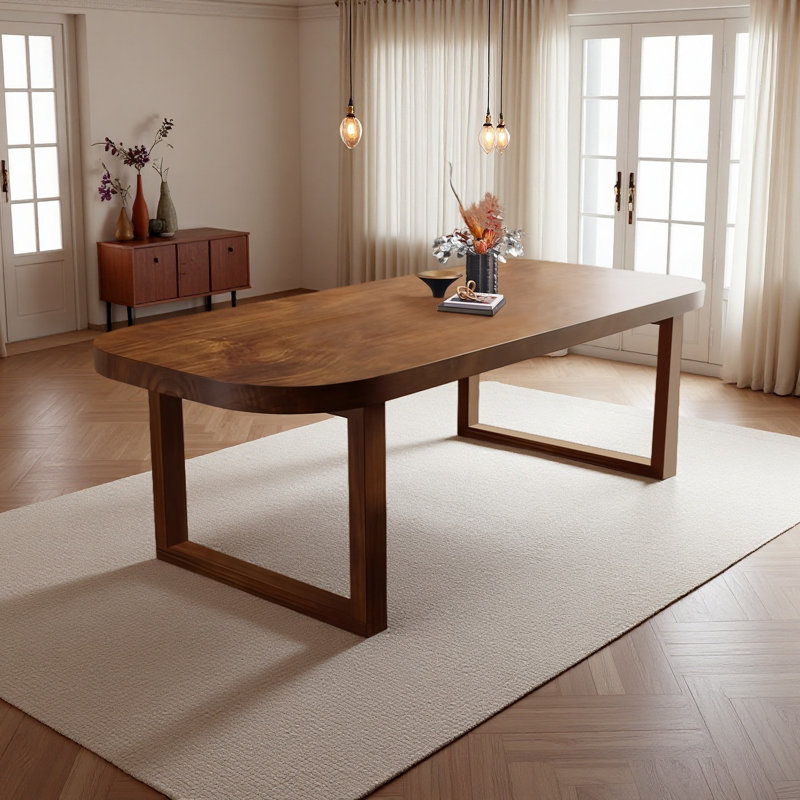 Table de salle à manger rectangulaire moderne en bois massif brun