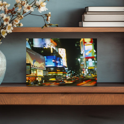 Buildings Lit Up At Night In A City, Times Square, Manhattan, New York City, New York State, Usa Abstract Contemporary Architecture City Wall Art