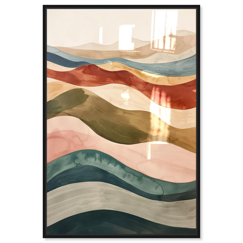 Oliver Gal Layers of Colors Abstract - Hand-Applied Glass Coat Framed Canvas Art, 30" H x 20" W, Black
