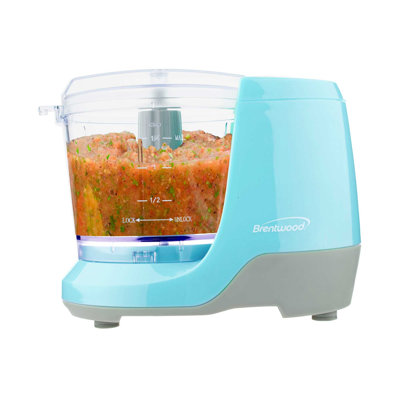 Mini hachoir à nourriture 1,5 tasse Brentwood - Hachoir à légumes 100w électrique avec pales en acier inoxydable, couvercle verrouillable et base antidérapante - Robot culinaire compact pour trempettes, salsa et vinaigrettes
