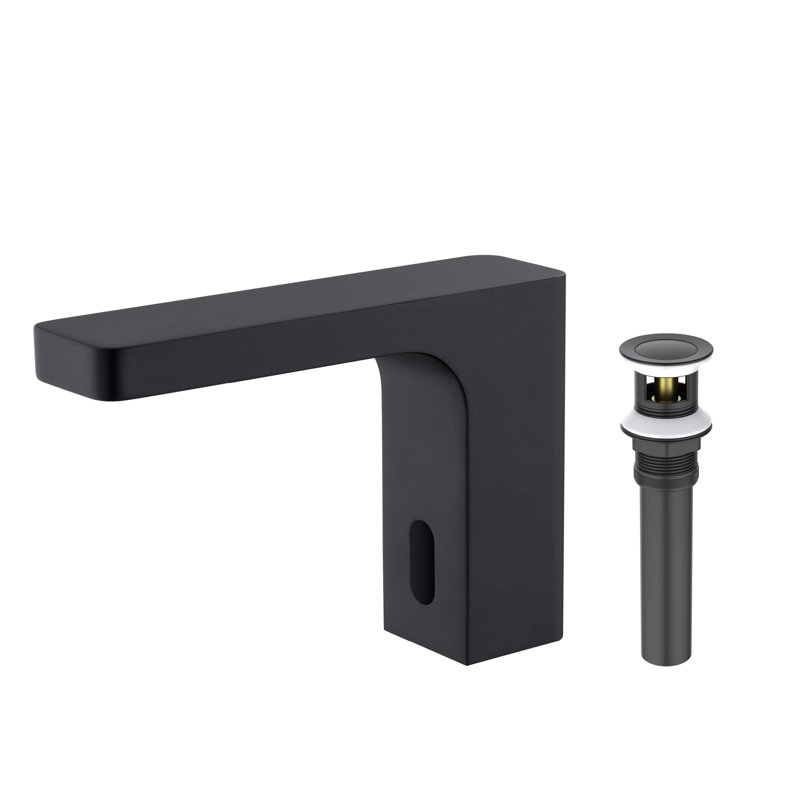 Robinet de salle de bain sans fil avec drain escamotable Blaze - à brancher ou à piles, Noir mat