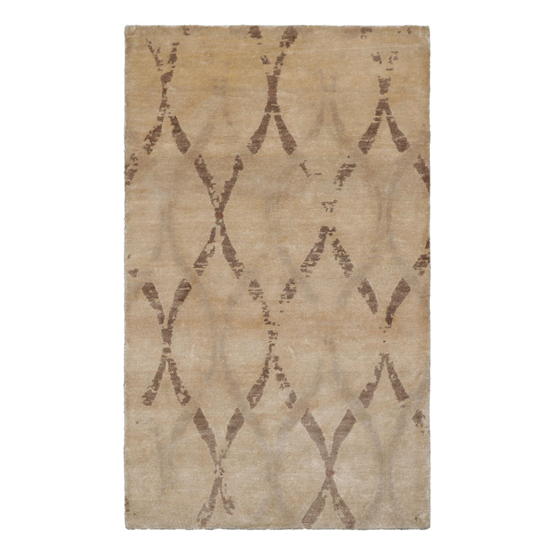 Tapis moderne tibétain en soie de bambou noué à la main 3 x 5 LoomBloom