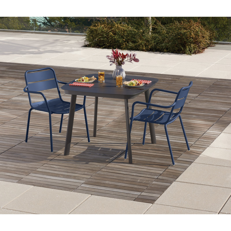 Kapri And Eiland 2 - Person Square 36" Long Powder Coated Aluminum Outdoor Dining Set, Prussian