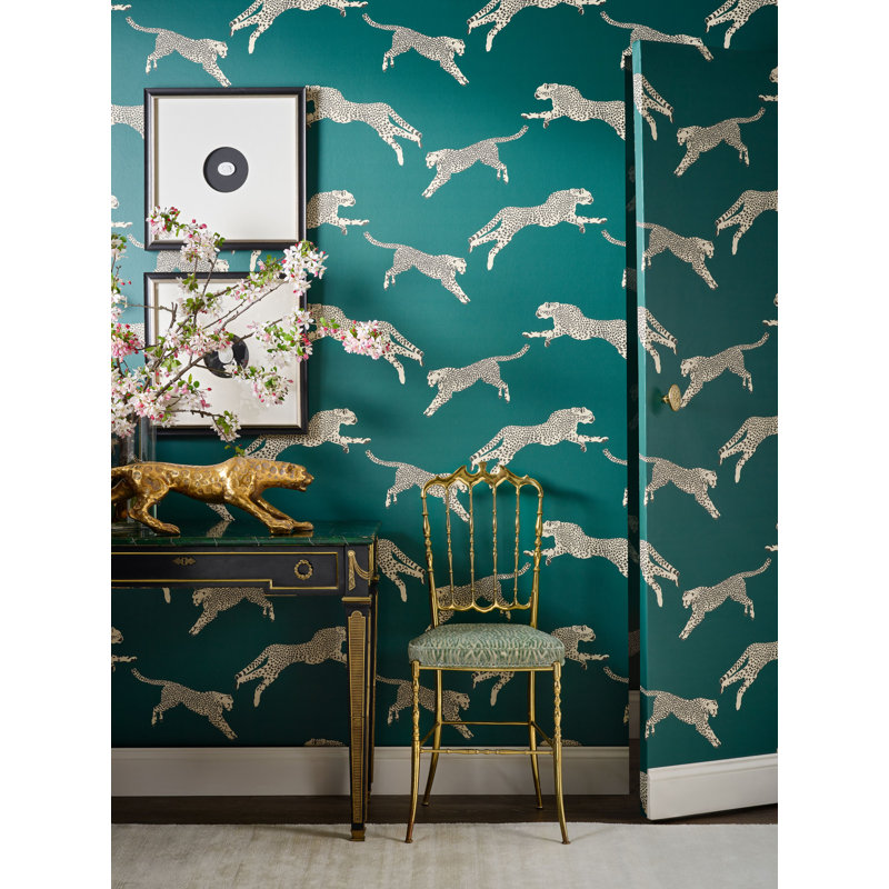 Leaping Cheetah Sahara Wallcovering, Cloud Nine