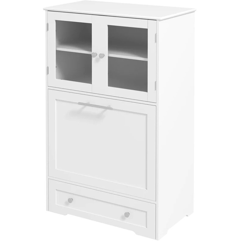 Mangeoire surélevée pour chien avec armoire de rangement et bols, blanc