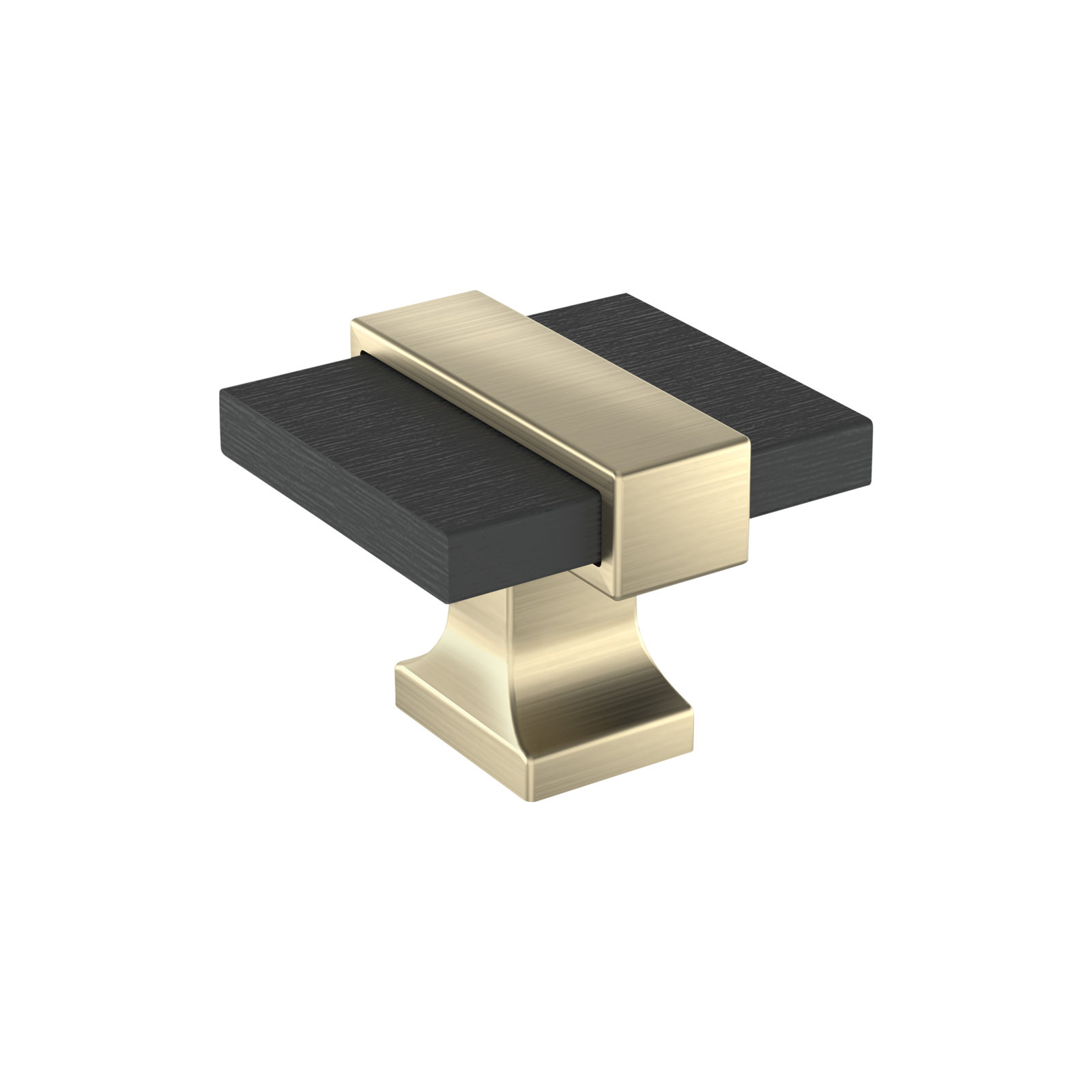 Overton Square Cabinet Knob, Brushed Matte Black/Golden Champagne