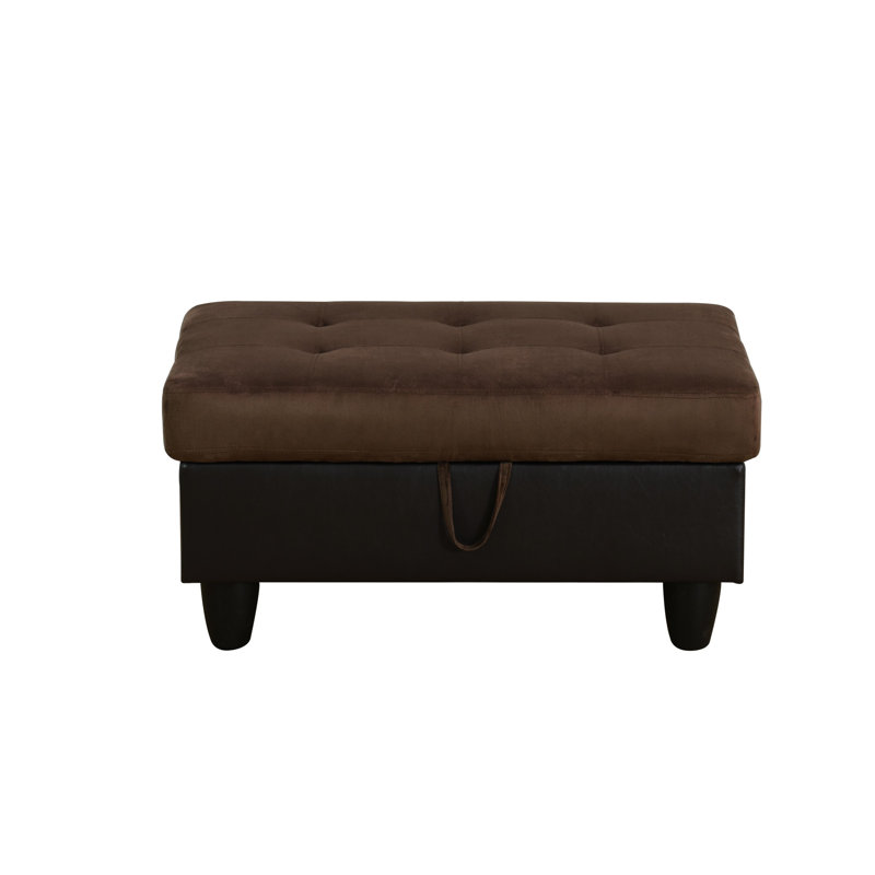 34 po Repose-pieds rectangulaire en flanelle de polyester avec rangement, Brun