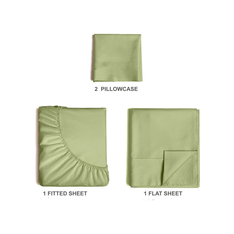  Ensemble de draps en rayonne de bambou 4 pièces Premium Luxury, Ensemble de draps pour taille de lit simple TG ave, Limette