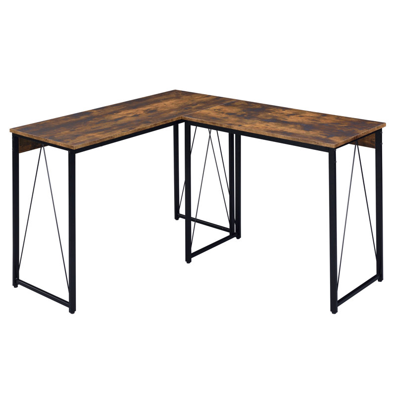 Modern Rustic Writing Desk - Rectangular Shape, Stable 19.5" Deep Metal Sled Base, Weathered Oak Top