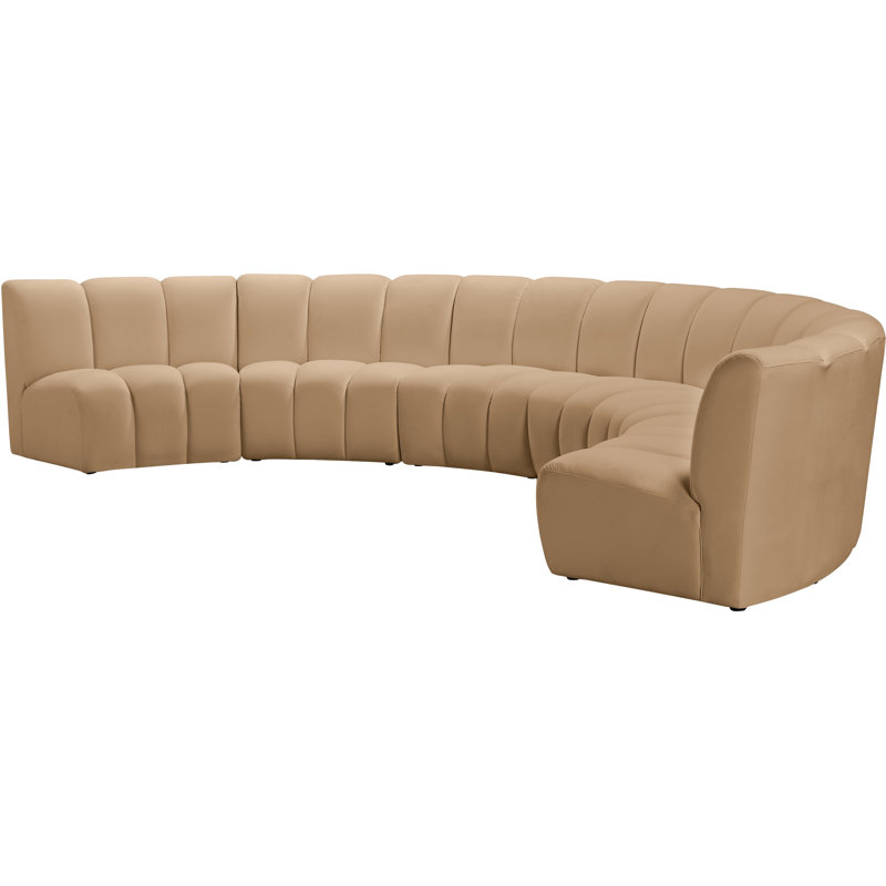 Canapé modulaire en velours Infinity, Velours brun clair, 6 pièces