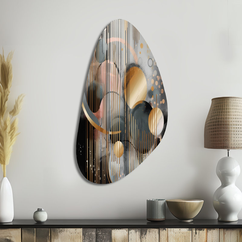 Abstract Shapes And Lines III - Marble Irregular Shape Metal Wall Art, Modern Asymmetrical Metal Art Print