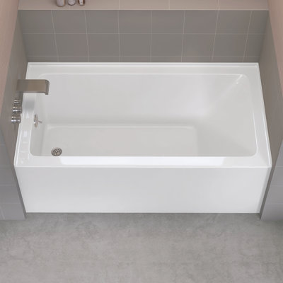 Baignoire de trempage en alcôve en acrylique 60 po x 30 po avec jupe rectangulaire antidérapante blanche