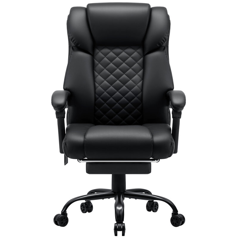 Office Chair With 6 Points Vibration Massage Ergonomic Executive Office Chair Reclining High Back With Foot Rest, Black