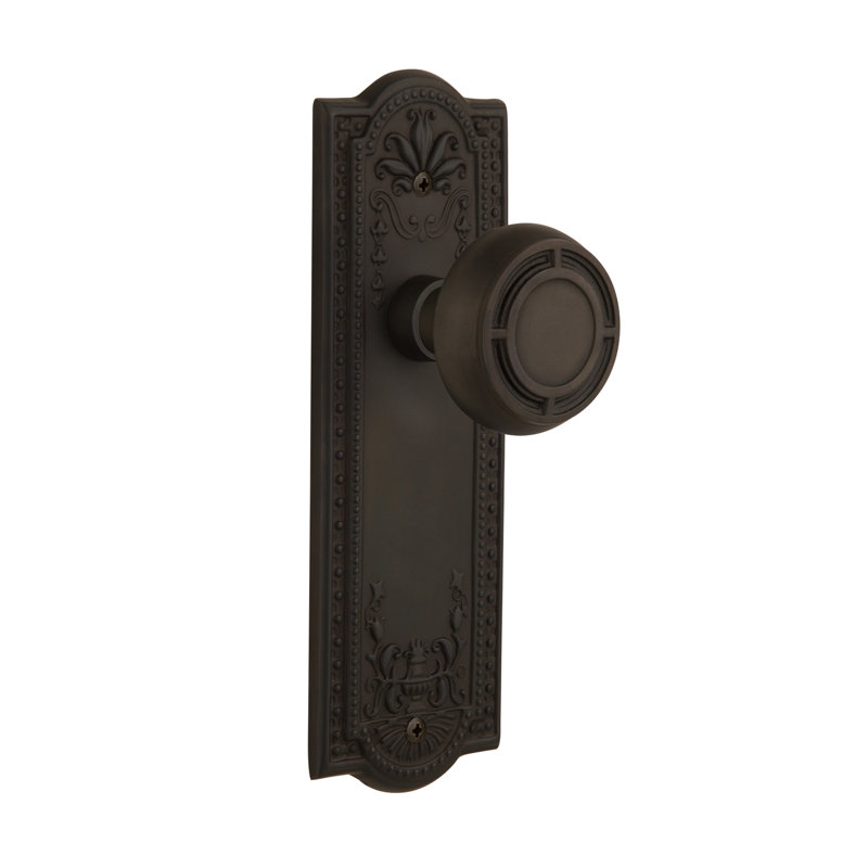 Plaque Meadows avec bouton Mission, Bronze frotté à l'huile, 2,375 po