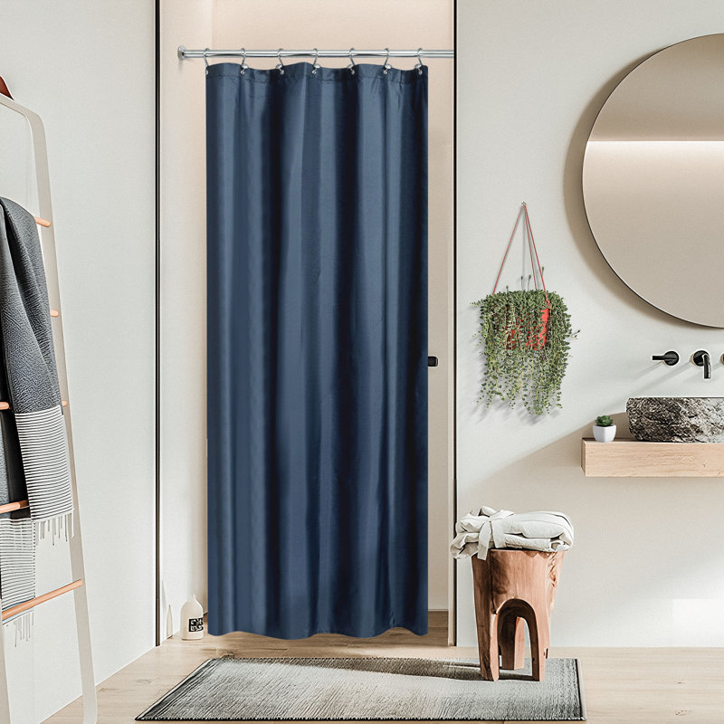 Rideau de douche en tissu hydrofuge, Bleu marine, H 72 po x l 36 po