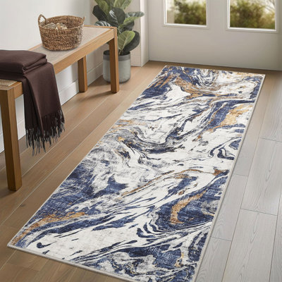 Abstract Machine Washable Area Rug with Rubber Backing for Living Room Non-Slip Modern Indoor Carpet Low-Pile Rug for Bedroom Dining Room Hallway Kitchen Office Playroom Nursery