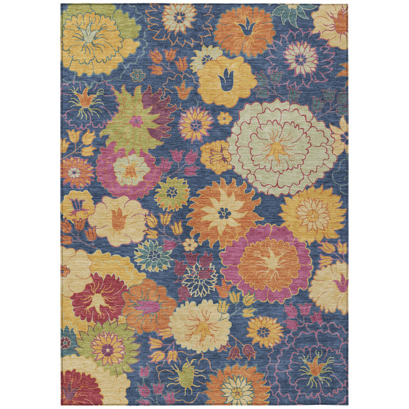 Machine Washable Indoor/Outdoor Matteson ACN2293 Floral Rug, Rectangle 8' x 10'