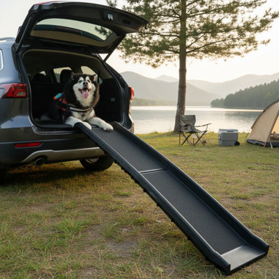 Portable Foldable Pet Ramp Ladder For Safe And Easy Vehicle Access, Supports Up To 90Kg, With Anti-Slip Design