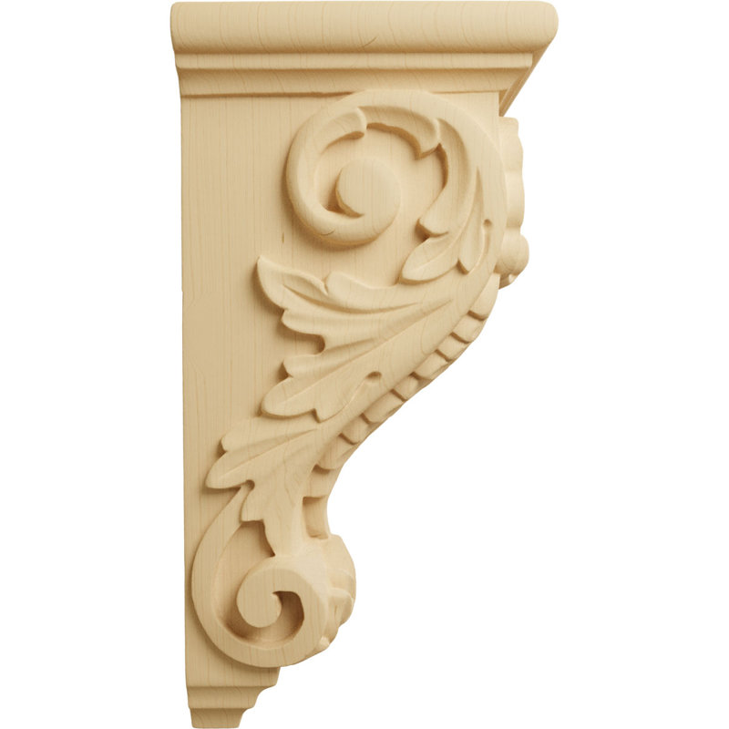 4 1/2"W x 5"D x 10"H Medium Shell Corbel, Alder, Alder