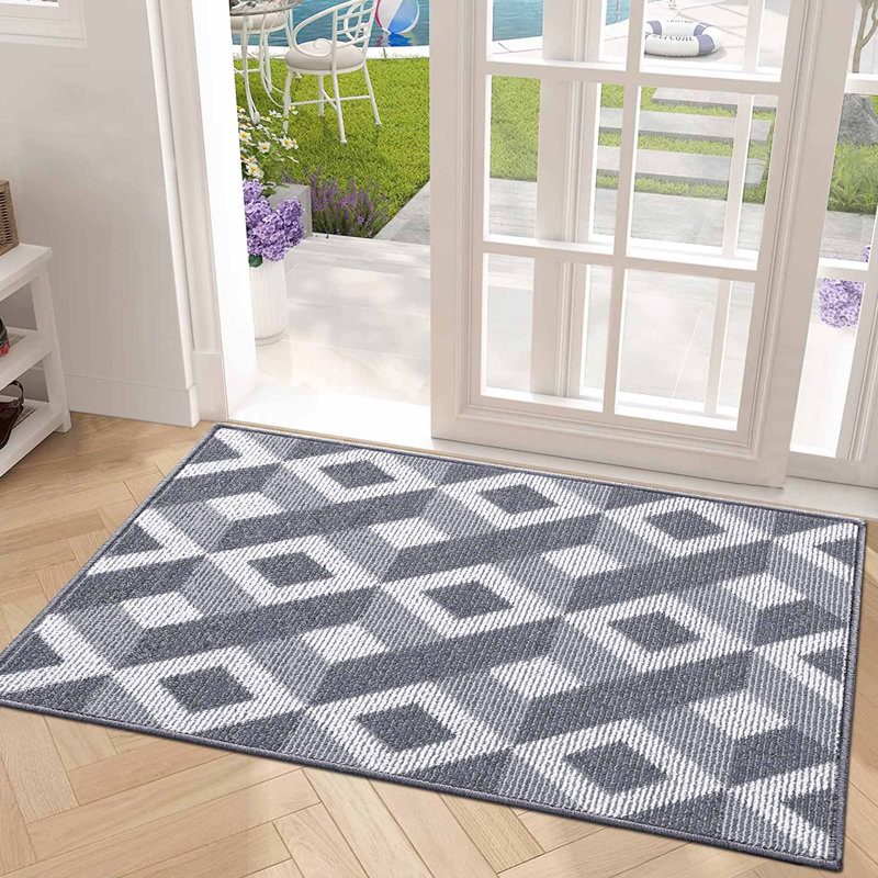 Tapis de porte d'extérieur antidérapant Kadience, L 15 po x L 24 po, gris