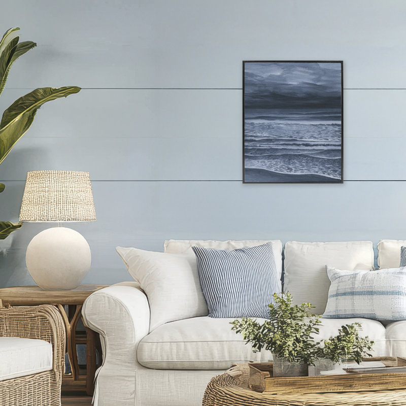 Giclée encadrée de Dramatic Sea Dark Coast, design par Grace Popp, H 20 po x l 16 po, Giclée encadrée noir minuit