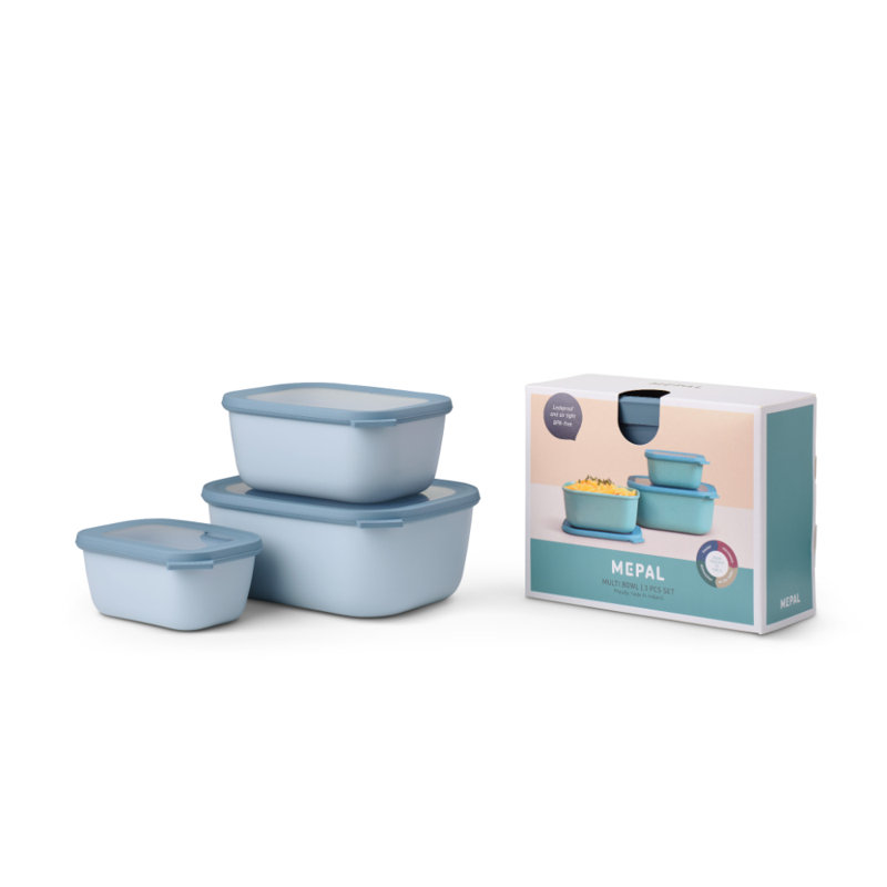 Ensemble de 3 contenants alimentaires, Bleu