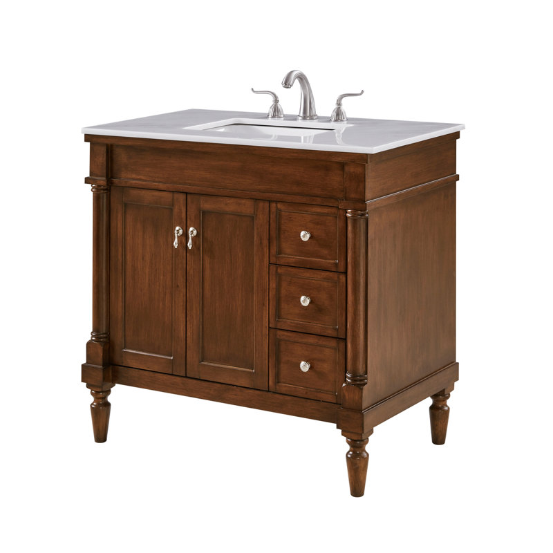 Lexington 36'' Single Bathroom Vanity with Top, Walnut, Antique Bronze