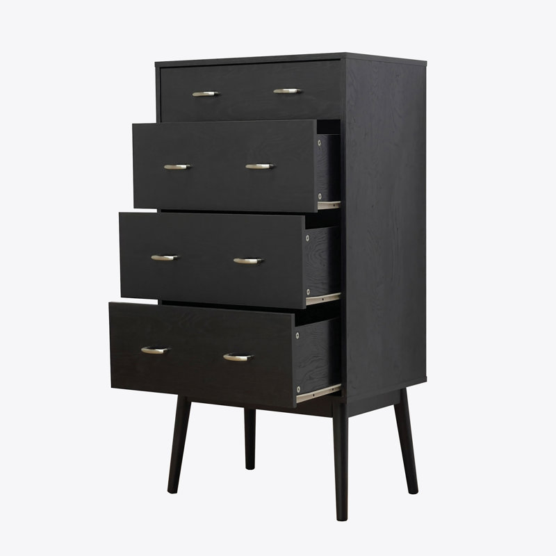 Commode verticale 4 tiroirs, Noir