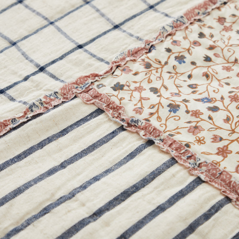 Kaila King Size Patchwork Cotton Linen Quilt in Multicolor