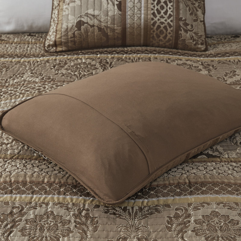 Luxurious Reversible Bedding Sets, Cotton Jacquard, Brown Gold For Home Decor