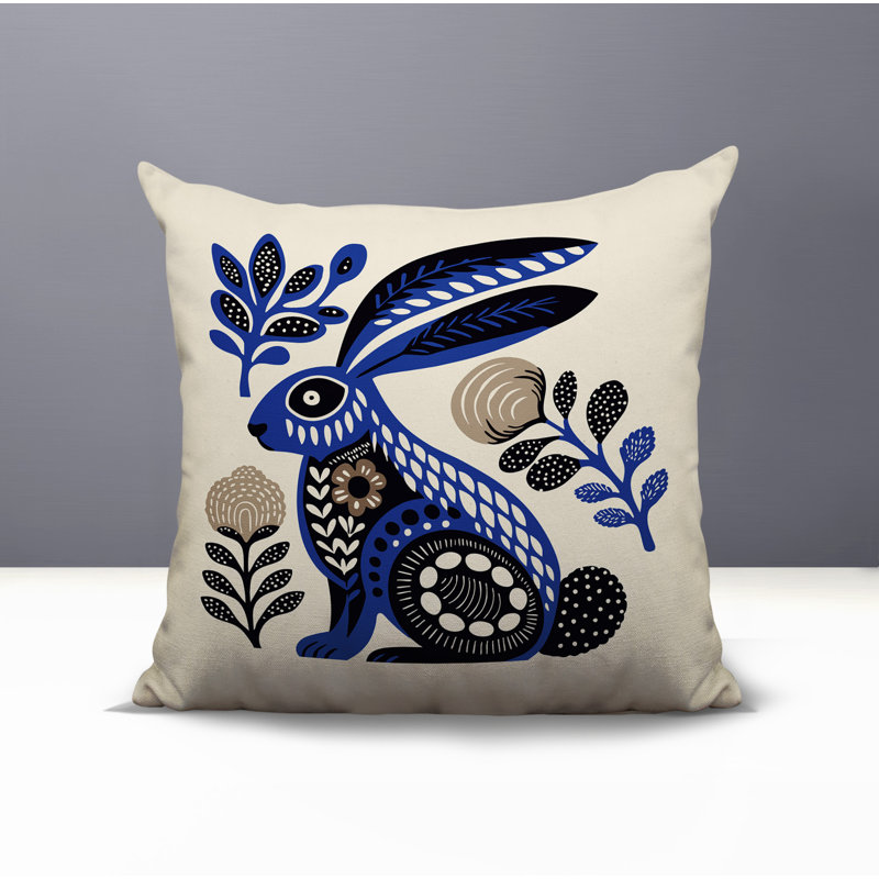 Coussin intérieur / extérieur Timi Rabbit, Marine, Carré 17 po