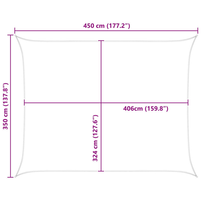 Vidaxl Sunshade Sail Oxford Fabric Rectangular Patio Shade Sunscreen Canopy, 3.5m W x 4.5m L, Blue/White