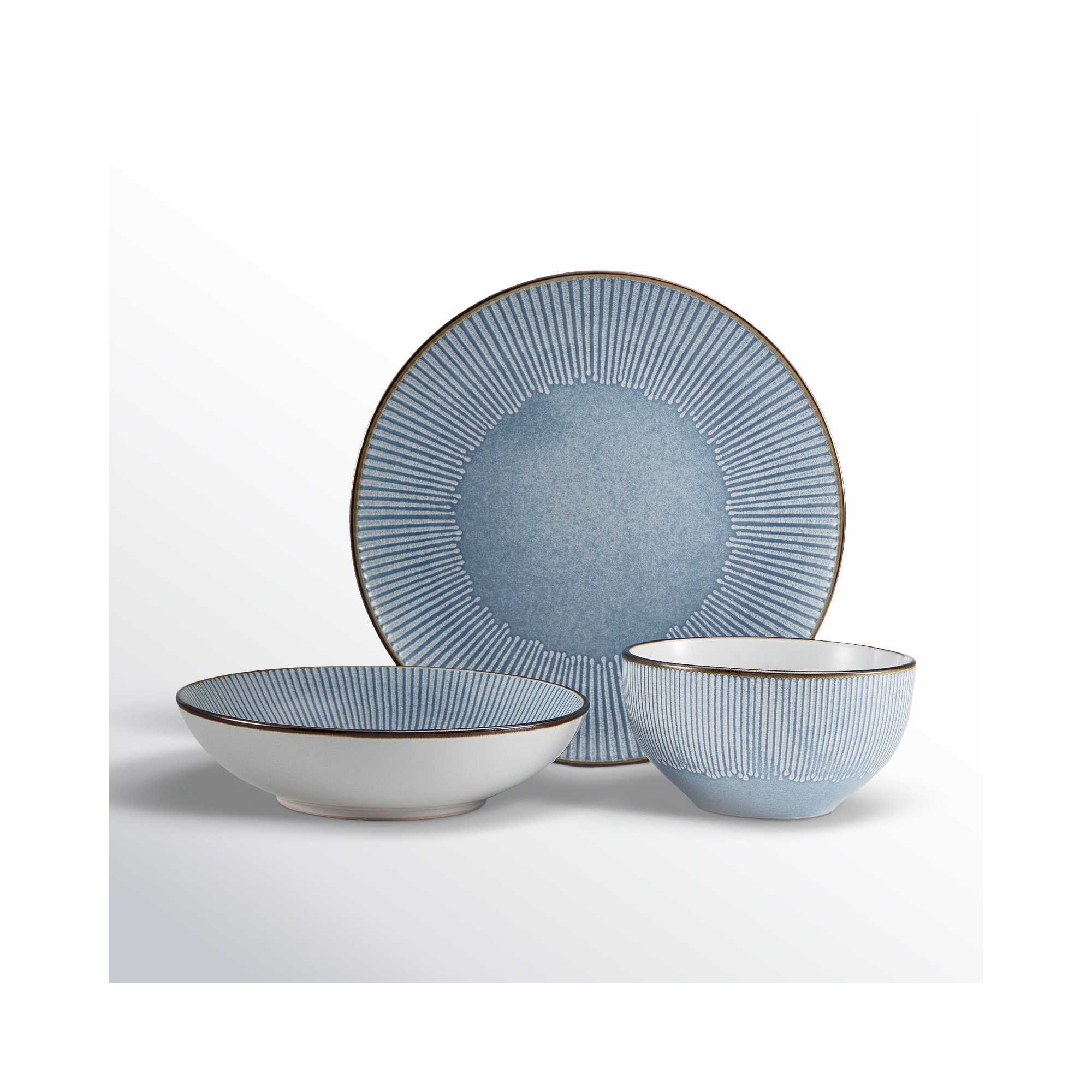 Arlie 12-Piece Stoneware Dinnerware Set, Service for 4, Blue