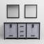Meuble-lavabo double gris foncé de 72 po L avec plateau en quartz blanc et 30 miroirs - armoires et tiroirs-1136485193