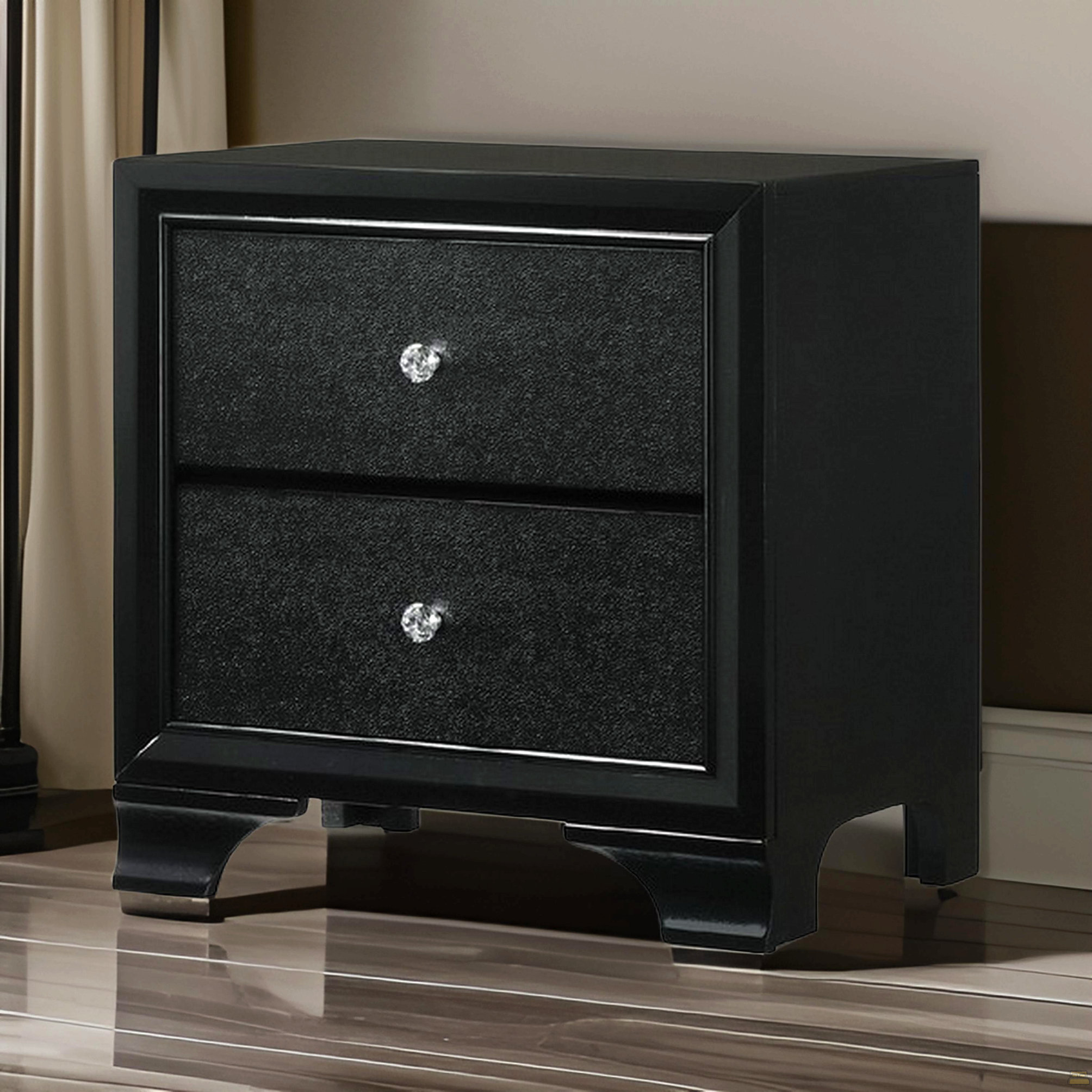 Hokku Designs 2 Drawer Wooden Nightstand With Textured Details And ...