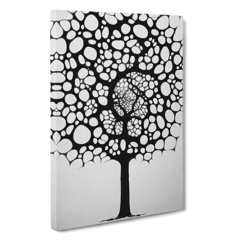 Monochrome Tree Art No.1 - Wrapped Canvas, 50cm H x 35cm W x 3cm D