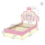 Multi-Sizes Upholstered Princess Bed With Dual-Zone Led, PU Leather Height-Adjustable Headboard, Pink/White (90x190, 90x200, 140x200)-1660661746-1652280157