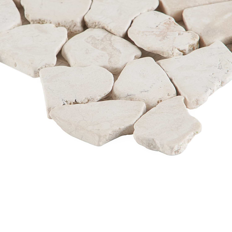 Nature 12x12 Tumbled Pebble Tumbled Mosaic Tile, Lovina White