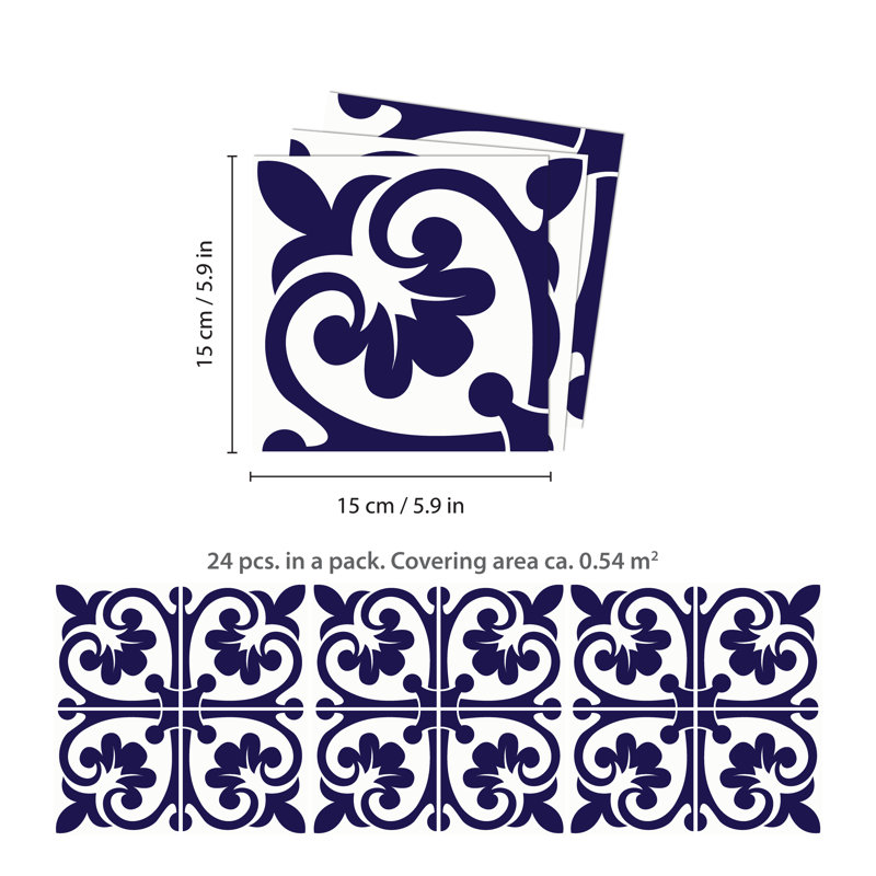Carreau de mosaïque auto-adhésif en PVC 35,43 po x 23,62 po Audley, Bleu foncé