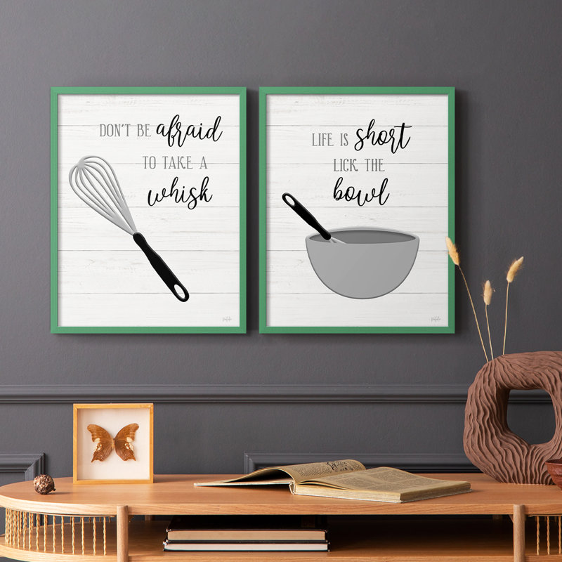 «Take A Whisk» - reproduction encadrée de qualité supérieure - prête à être accrochée - aucun clou requis - aucun clou requis