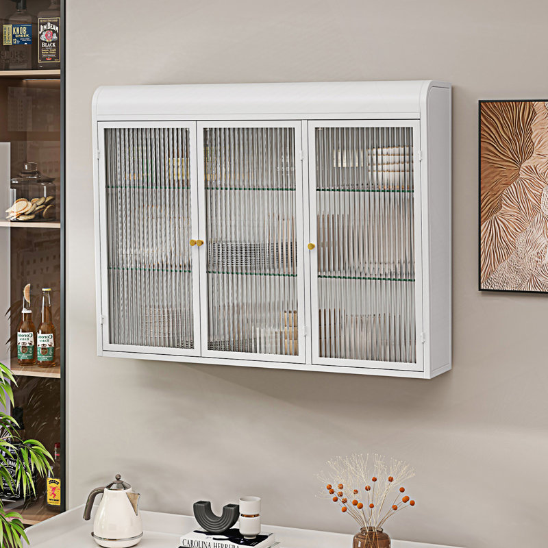 Armoire murale en verre 3 portes, Blanc