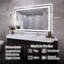 Miroir mural de salle de bain Dokes sans cadre à éclairage DEL, certifié ETL, rétroéclairé, 3 températures de couleur, intensité variable, antibuée, en verre trempé-1075565430