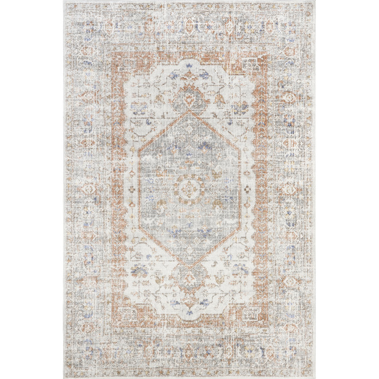 Torven Traditional Floral Power Loom Performance Silver Rug