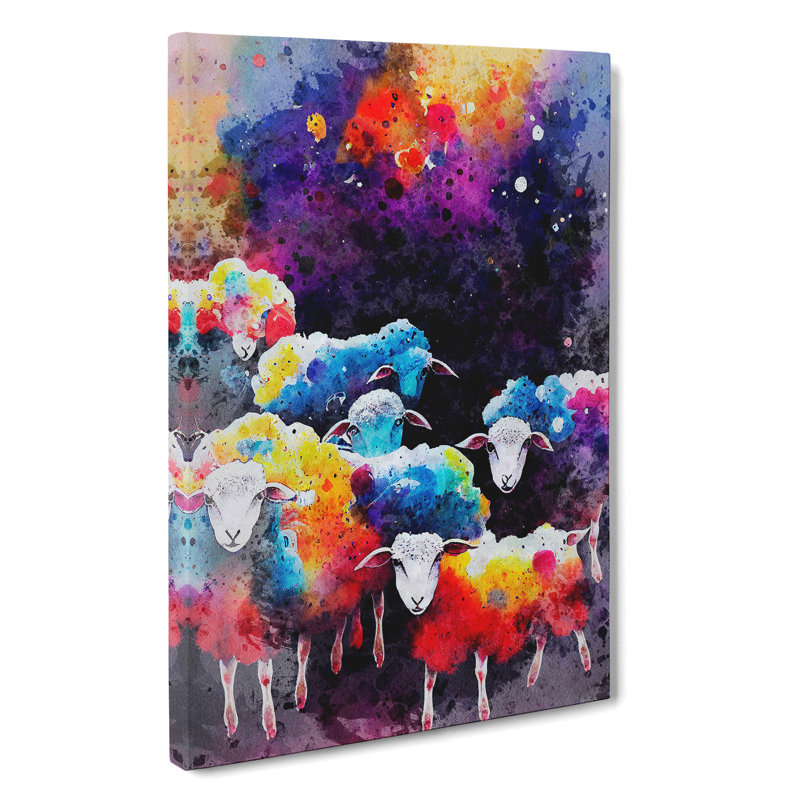 Watercolour Sheep No.4 - Wrapped Canvas, 60cm H x 40cm W x 3cm D