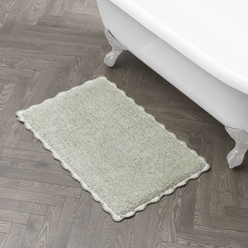 Laura Ashley Heathered Crochet Border Bath Rug 1-Piece, Single - 32" L x 20" W, Green
