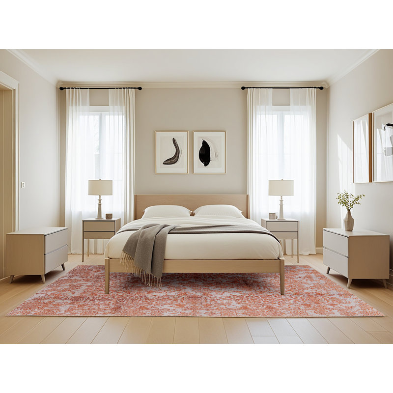 Tapis oriental orange / ivoire, Rectangle 5 pi x 8 pi